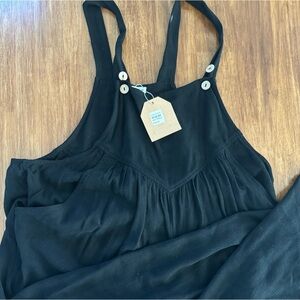 Linen Pants Black Overalls